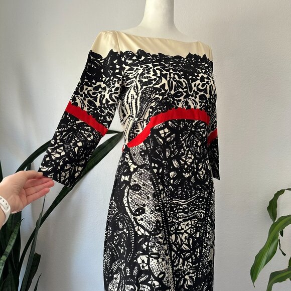 Prabal Gurung Lace Print Fall 2011 dress 6 Sarah Jessica Parker black/cream/red - Picture 7 of 16